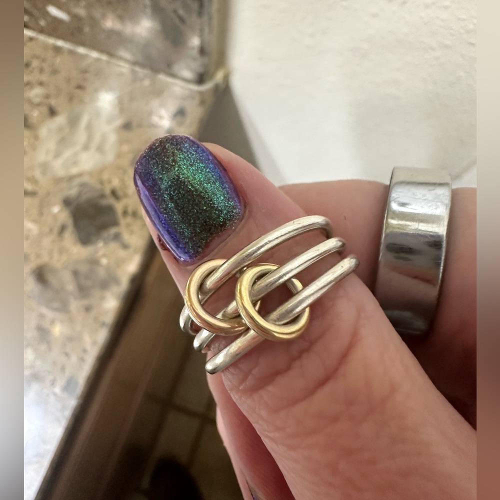 Spinelli Kilcollin Solarium Custom Ring in Silver, Yellow and Rose Gold Size 9.